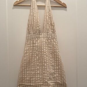 Tiger Mist Beige Stripped Halter Dress